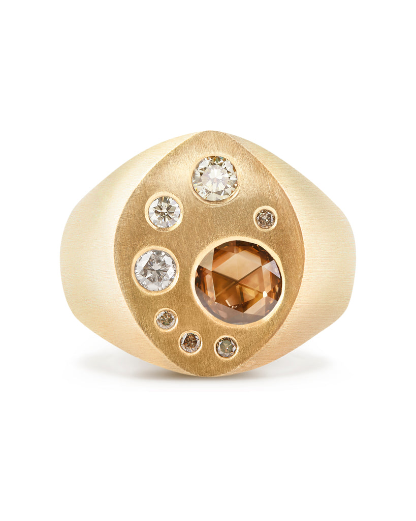 Diamond Scatter Signet Ring in 9 Karat Gold
