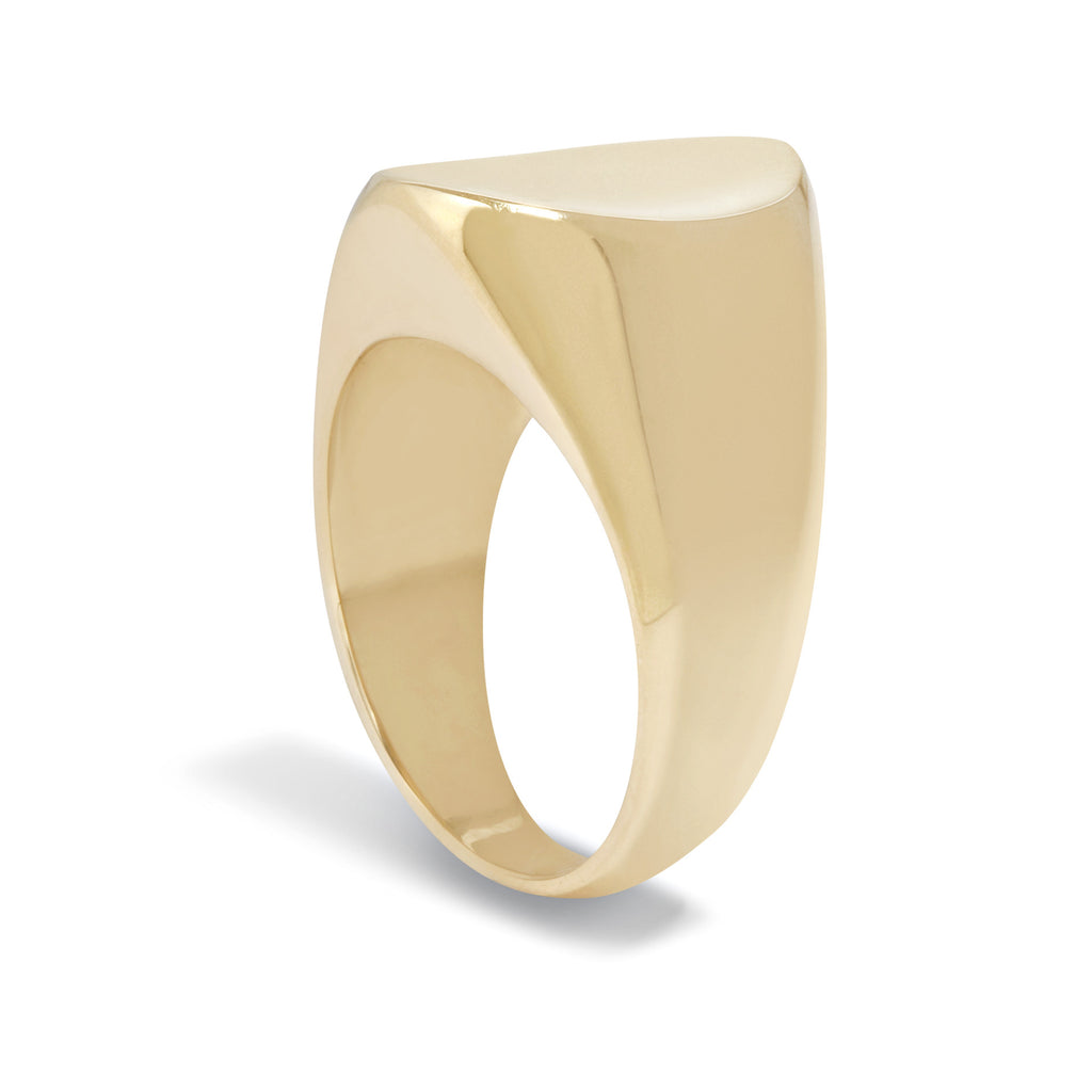 Concave Signet Ring in 18k Yellow Gold