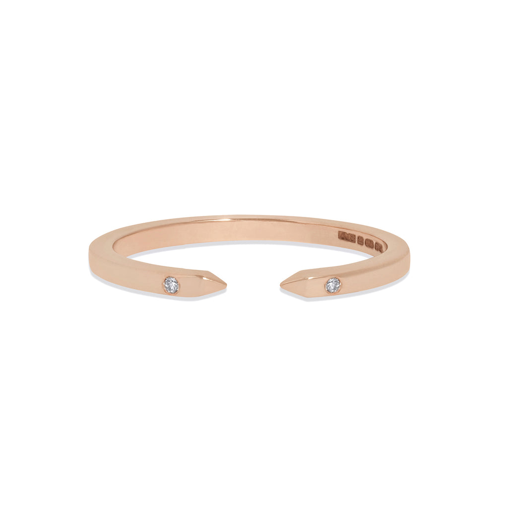 Slim Open Ring in 18k Rose Gold with White Diamonds
