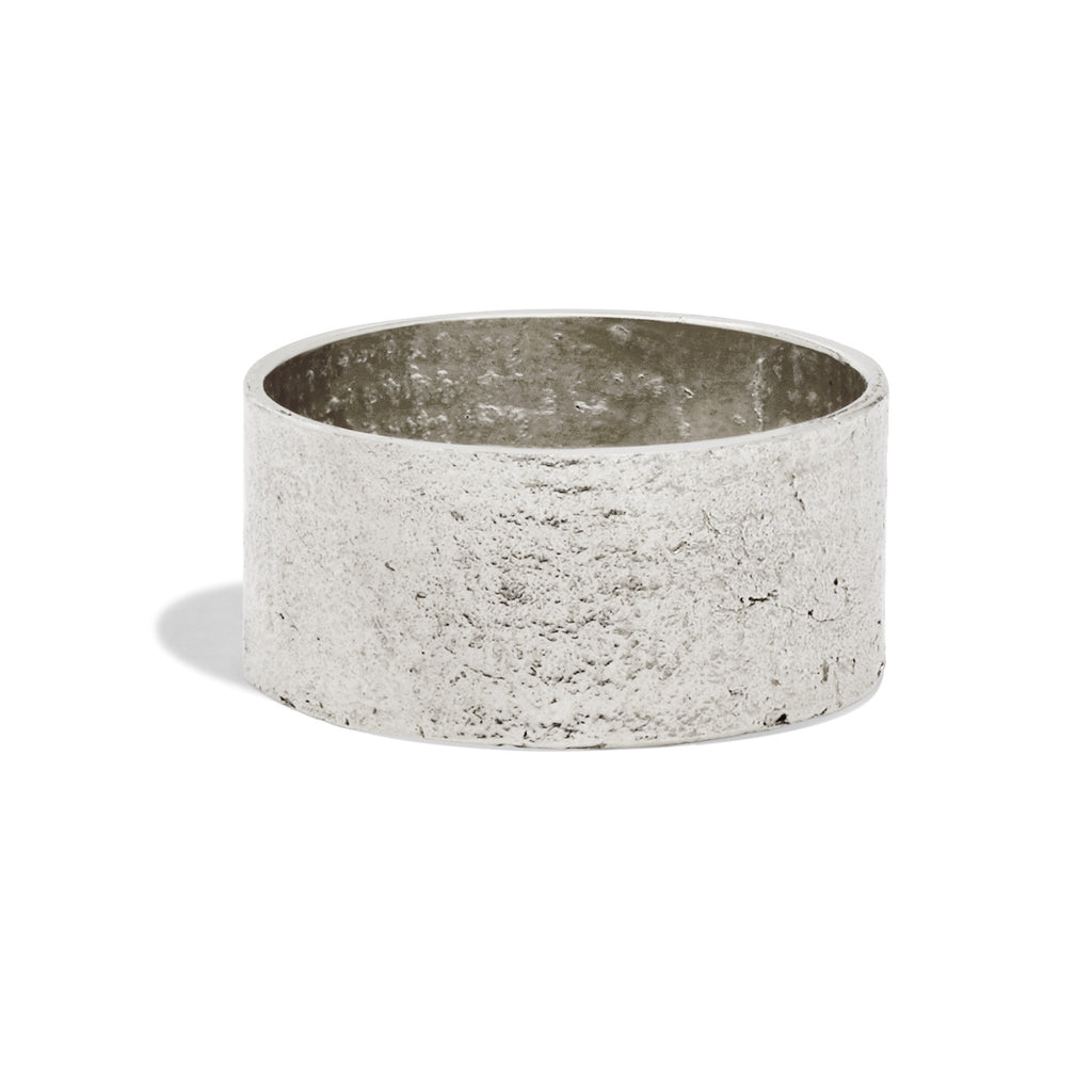 Men's Cigar Paper Ring in White Gold