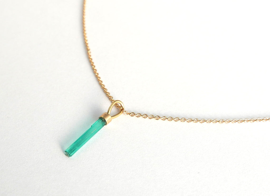 Emerald Needle Pendant Necklace