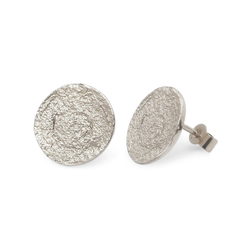 Paper Circle Stud Earrings in Silver