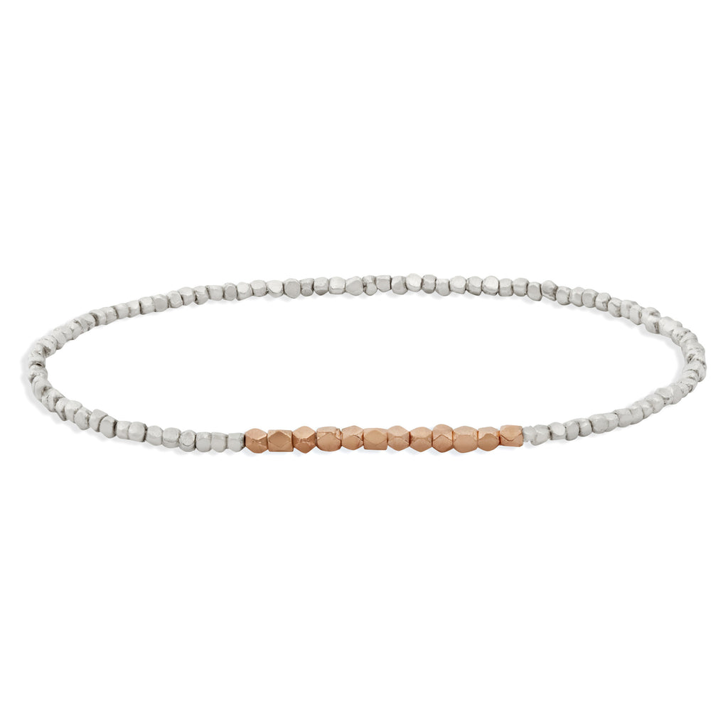 Women's Silver and Rose Gold Beaded Bracelet