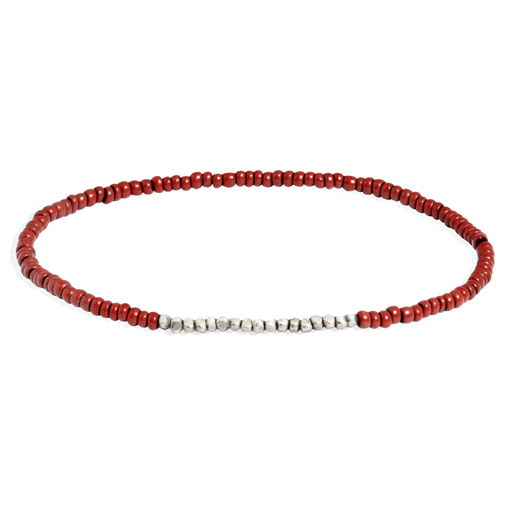 Women's Rust Beaded Bracelet with White Gold